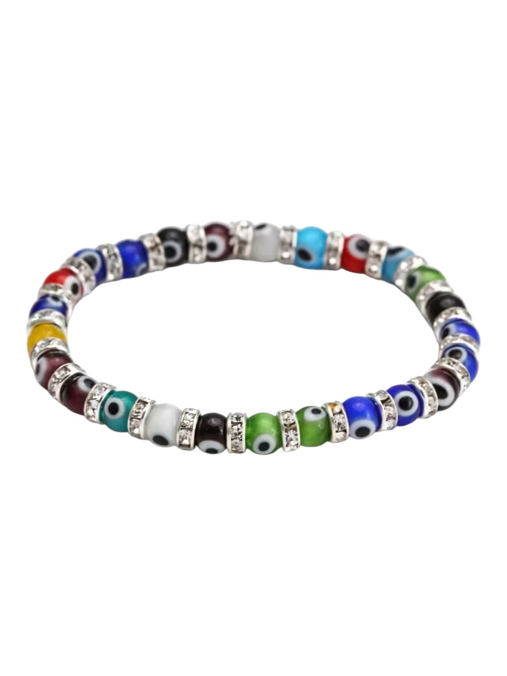 Multicolor Evil Eye Beaded Stretch Bracelet